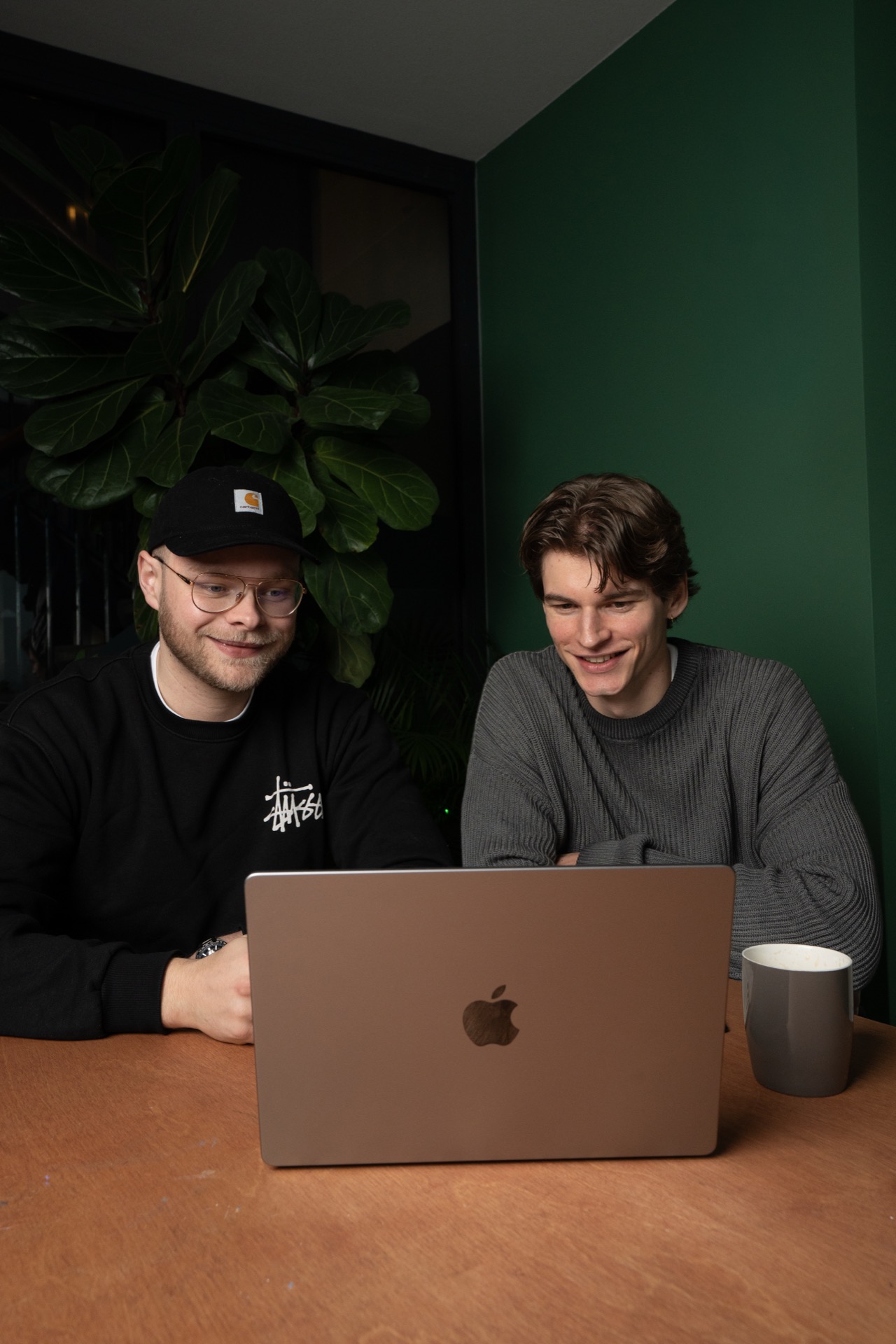 Working together on a laptop